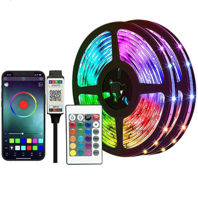 (image for) RGB LED Strip Kit 5050 Bluetooth Remote Control 5V 30 LEDs/m Adhesive Flexible Cuttable Strip Lights IP20 for Home Decor 1m 2m 5m 10m